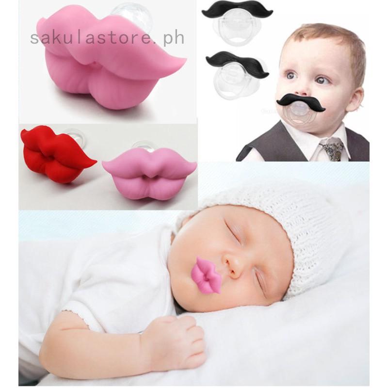 Infant Baby Kid Pacifier Orthodontic Nipples Mustache Beard & Mouth Style Cute