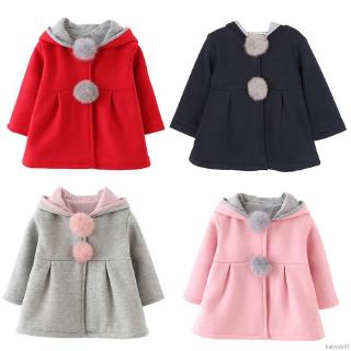 BBDoll Baby Girls Coat Hooded Winter Warm Kids Jacket Rabbit Ear Children Clothing Outerwear uwq7