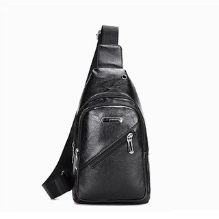 Sling Bag for Men PU Leather Chest Bag Casual Crossbody Street Bag (1)