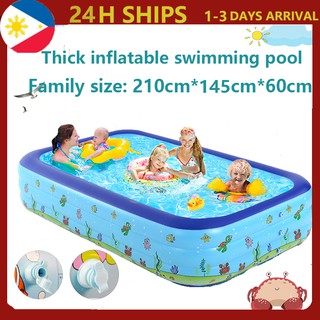 Inflatable Swimming Pools 2.1M Bestway Family Swimming Pool Rectangular Thick Durable Kids Pool
