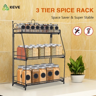 KEVE 3 Tier Condiment Rack Organizer Shelf Condiments Spice Jar Seasoning Rack Organizer