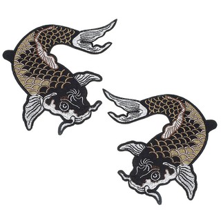 2Pcs Fish Embroidered Patches Sewing Patch Cloth Applique