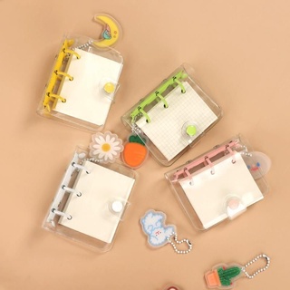 Creative Cute Transparent 3 ring Mini Loose-leaf Hand Book Student Portable Notebook ring binder Kawaii School Supplies