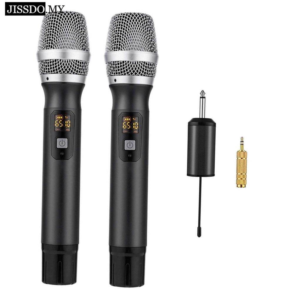 UHF Wireless Microphone system Dual Mic with Receiver 1/4" Output, For Karaoke
