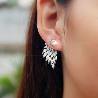 Fashion Women's Angel Wings Rhinestone Inlaid Alloy Ear Studs Party Jewelry Earrings Earring