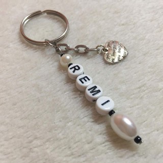 Personalized Name Keychain/Keyring Charm Customized Pearl Key holder | luvbeads
