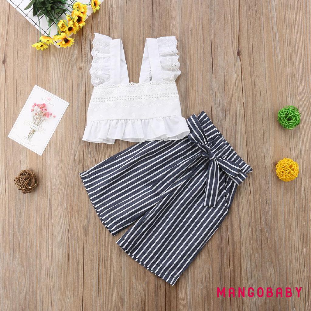 ☞MG-Kids Baby Girl Fashion Lace Crop Tops T-shirt + (3)