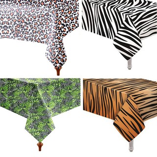 【Ready Stock】Disposable Table Cloth Cover for Jungle Safari Birthday Party Decorations Tiger Stripes Animal Stripes Favors Supplies