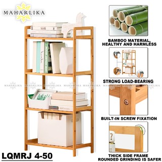 Maharlika LQMRJ 4-50 Multi-Layer Bamboo Wooden Bookshelf Open Shelf Bookcase Floor Standing Storage