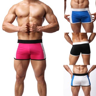 Men Swim Trunks Patchwork Underwear Boxers Bulge Pouch Boxer Shorts