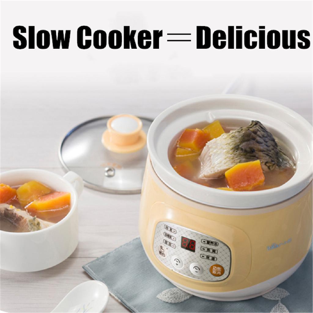 SHOUSE 100W Electric Slow Cooker Stew Ceramic Pot Porridge Soup Maker Food Steamer Use (1)