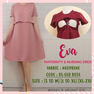 【Available】 Eva Maternity & Nursing Dress Plain Color