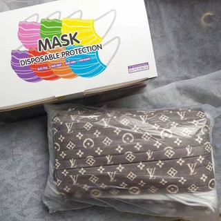 SALE 50pcs 3-layer disposable Face Mask Luxury Brand Logo with boxes