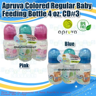 COD Apruva CD#3 Colored Regular Baby Feeding Bottle 3pcs. 4 oz.