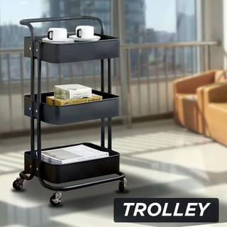 Home 3 Layer Utility Vehicle Multipurpose Storage Trolley Carbon (3)