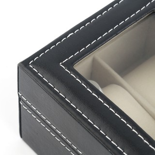 Black 2 Grid Leather Watches Display Case Boxes Storage Box (8)