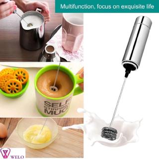 Double Spring Whisk Head Electric Milk Frother Stainless Steel Handheld Milk Foamer Drink Mixer for Coffee Cappuccino WELO