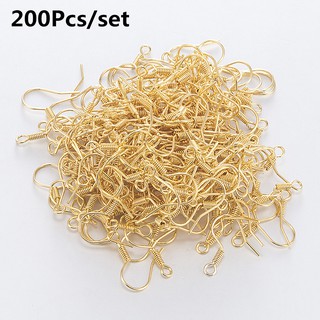 200Pcs Gold /Silver DIY Earring Findings Coil Ear Wire Hooks stopper for Jewelry Handmade Making