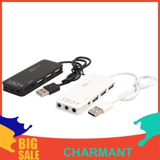 3 Port USB2.0 Hub with External Sound Card Headset Microphone Adapter #8Y