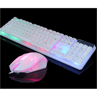 【LED】Keyboard set 104 keys Rainbow Gaming USB Wired Keyboard colorful button Mouse suit LED Backlit