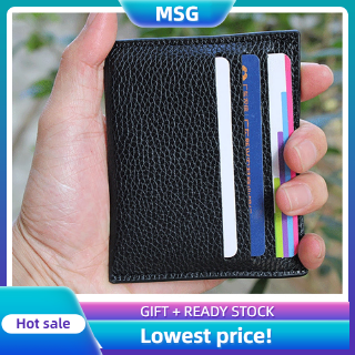 【MSG】Hot Sale Small Wallet Available PU Leather ID Card Holder Thin Light Bank Credit Card Wallet Multi Slot Card Case