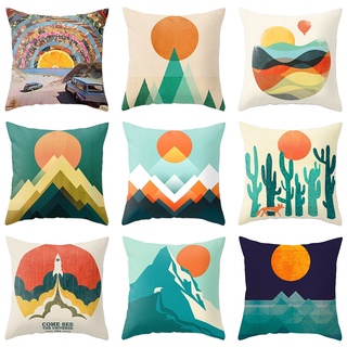 Abstract Pillow Case Oil Painting Cushion Cover Geometric Landscape Pillowcase Room Decor