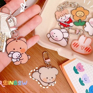 Korean ins lovely rabbit acrylic key chain key ring pendant girl heart pendant cartoon bear key chain