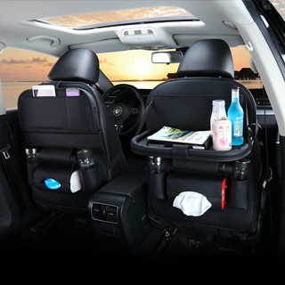 PU Leather Car Seat Back Organizer Storage Bag Pad Drink Chair Storage Pocket Box Travel Stowing
