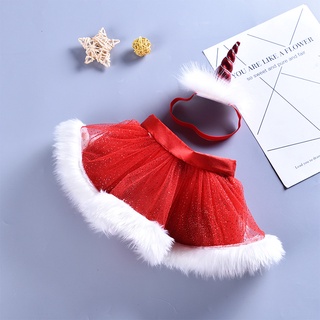Baby Christmas red Tutu Skirt Halloween party poncho skirt Unicorn Baby Headband