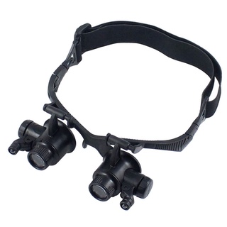 newLED Magnifier Double Eye Loupe Glasses Jeweler Watch Repair 10X 15X 20X 25X Lens 3Jtp