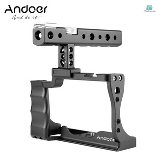 MallCenter Andoer Camera Cage + Top Handle Kit Aluminum Alloy with Cold Shoe Mount Compatible with C