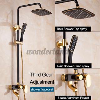 Bathroom Rainfall Shower Faucet 3 Gear Tub Mixer Tap Hand Shower Spray Hose Set