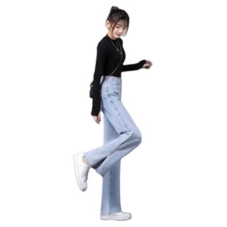 (Spot Goods）New Mom Jeans/BoyFriend micro-slit Jeans HighWaist BlackPink Denim Wide Leg Pants 9xbY