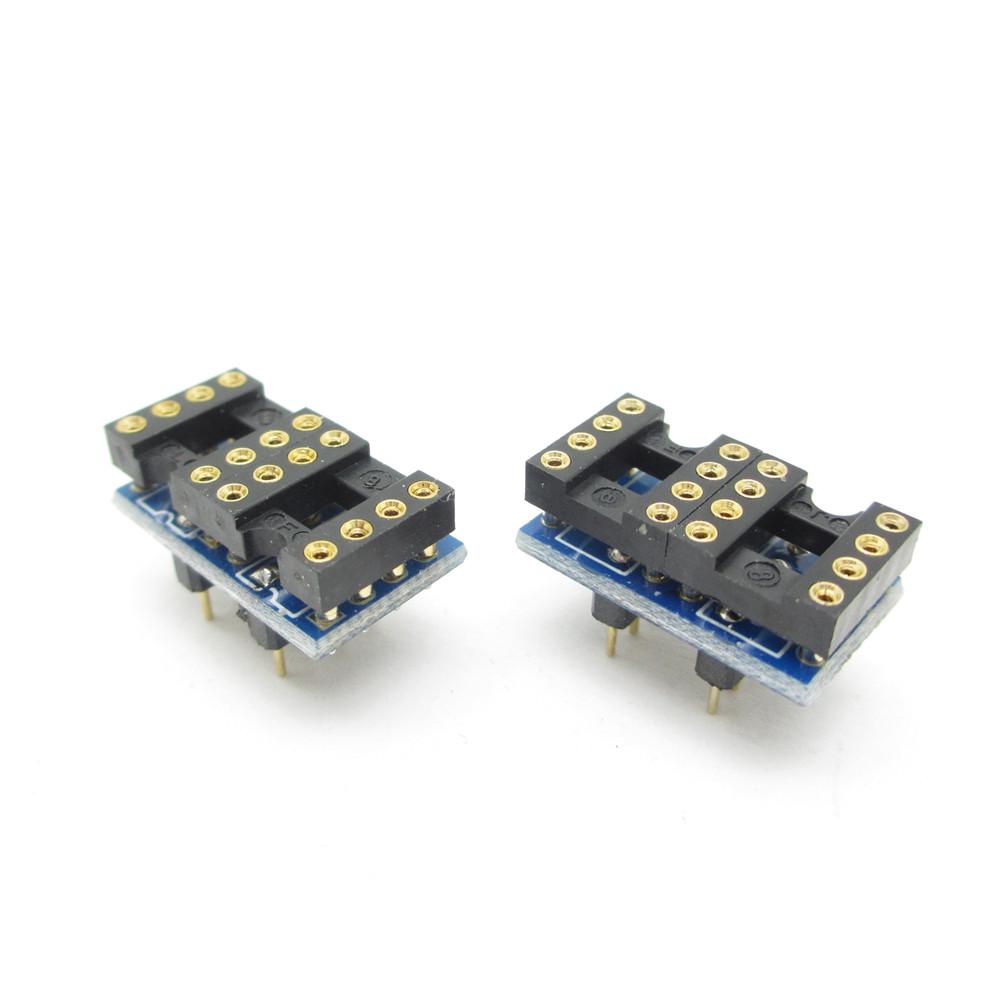 2pcs Dual DIP8 to DIP8 Mono Opamp PCB+Pin+Socket For NE5532 OPA2132 OPA627 TL072 P07