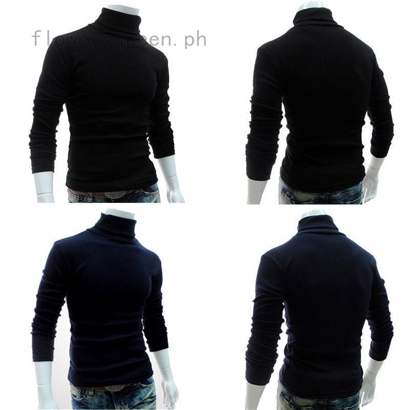Men s Thermal High Collar Turtleneck Pullover Long Sleeve Sweater Stretch Shirts (1)
