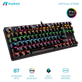 Anykool K400 Mechanical Keyboard 87 Keys Wired Gaming Keyboards Colorful LED
