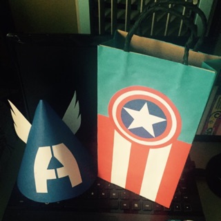 BraveHere~ Captain America Party Hat & Loot Bag
