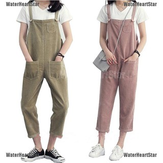 Fuelthefirer✫ Korean Women Casual Romper Jumpsuit Corduroy Overalls Loose Solid Strap Pockets (1)