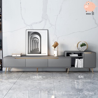 Nordic TV Cabinet and Tea Table Combination Modern Minimalist Retractable TV Stand Light Luxury Gray Italian Minimalist Floor Cabinet j1Nk