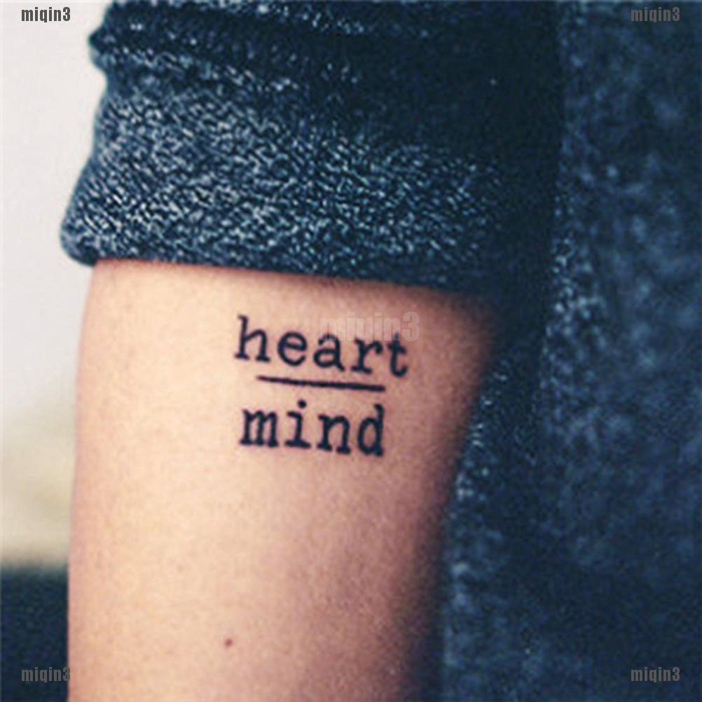 {MQ3]Chic Waterproof Temporary Tattoo Stickers Heart Mind Letters Tattoo Fake Tattoo