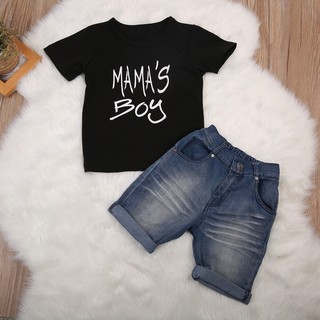Newborn Toddler Kid Baby Boy Clothes T Shirt Top Denim (1)