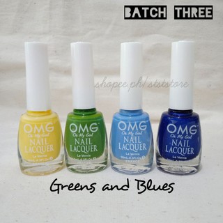 OMG Nail Polish Lacquer Color Batch 3 Greens and Blues 10ml