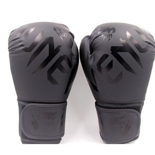 COD(Black)12oz Venum Gloves PU Sanda Muay Thai Boxing Gloves Elite Boxing Muay Thai