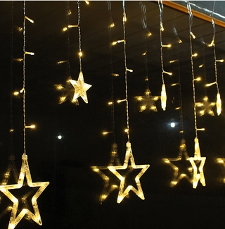 Curtain String Lights 12 Stars 138 LED Window Curtain Christmas Lights