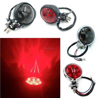chin Motorcycle Red 12V LED Adjustable Cafe Racer Style Stop Tail Light Motorbike Brake Rear Lamp Taillight