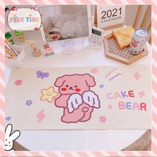 【Pink Time】Ins Waterproof Oil Proof Japanese Tablecloth Cute Cartoon Modeling Girl Heart leather PVC mat learning student computer desk mat tablecloth office mat Korean version fresh