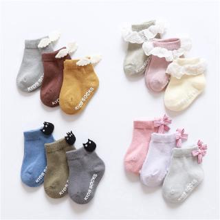3PCS Cartoon Pattern Cotton Baby Socks Anti-Slip Kids Baby Socks