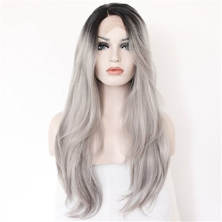 lady wig heat-resistant fiber synthetic Silver-gray wig (4)