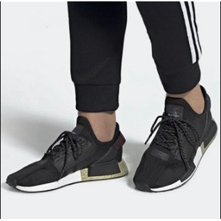 Adidas nmd r1 PK boost breathable running shoes black gold