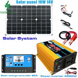 ♘⚡️Fast delivery✈️Solar Power Generation System Dual USB 4000W Solar Inverter+18W Solar Panel+30A So (2)